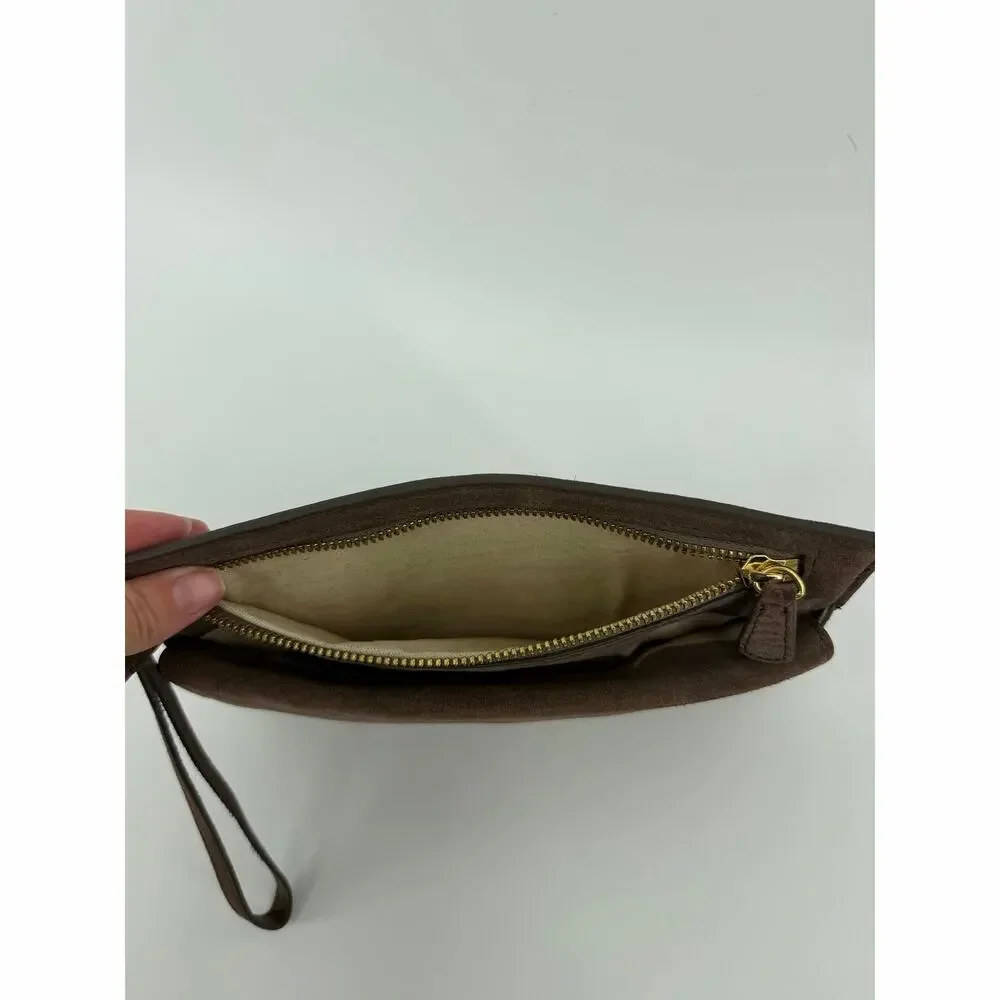 Miss Albright suede leather clutch brown western wallet